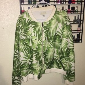 Green palm tree bomber jacket